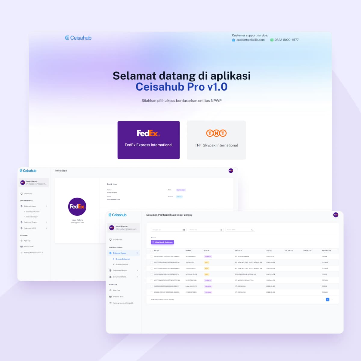 Web-Based Host to Host CEISA application integrated with internal company system.